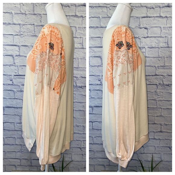 Free People Womens Feelin It Boho Patchwork T-Shirt - Picture 12 of 16